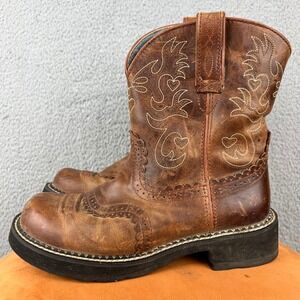 Ariat Brown Ankle Boots with Embroidered Design